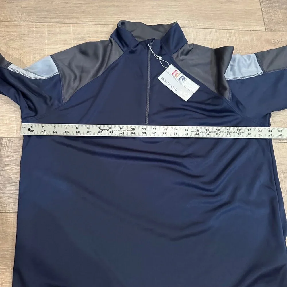 NORTH END MENS NAVY AND GRAY 3/4 ZIP PULLOVER NEW LARGE